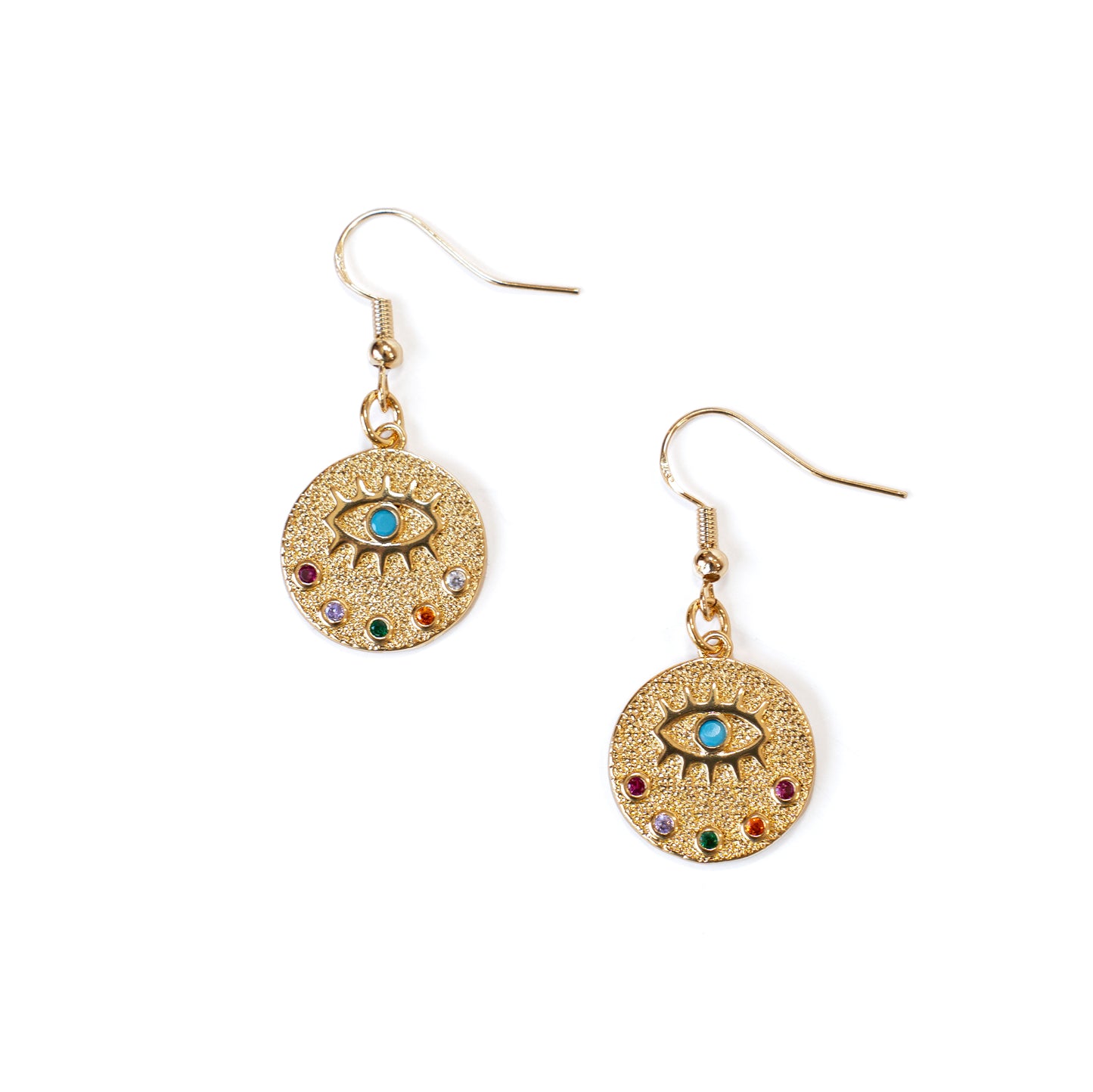 18K Gold Evil Eye Earrings