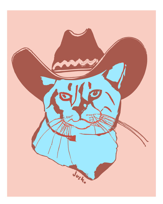 Cat in Cowboy Hat Print