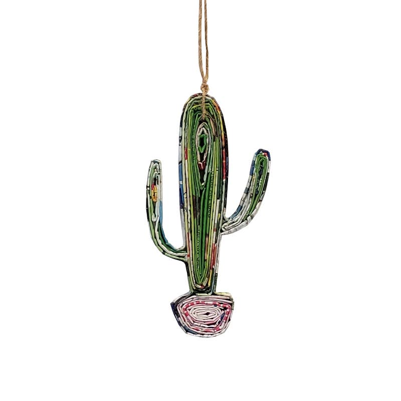 Tall Cactus Recycled Paper Ornament
