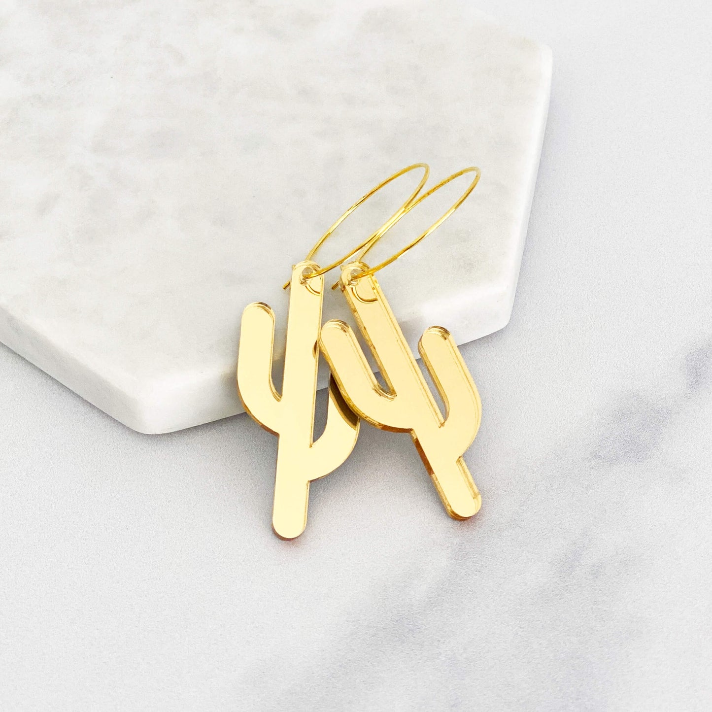 Elongated Cactus Hoop Earrings