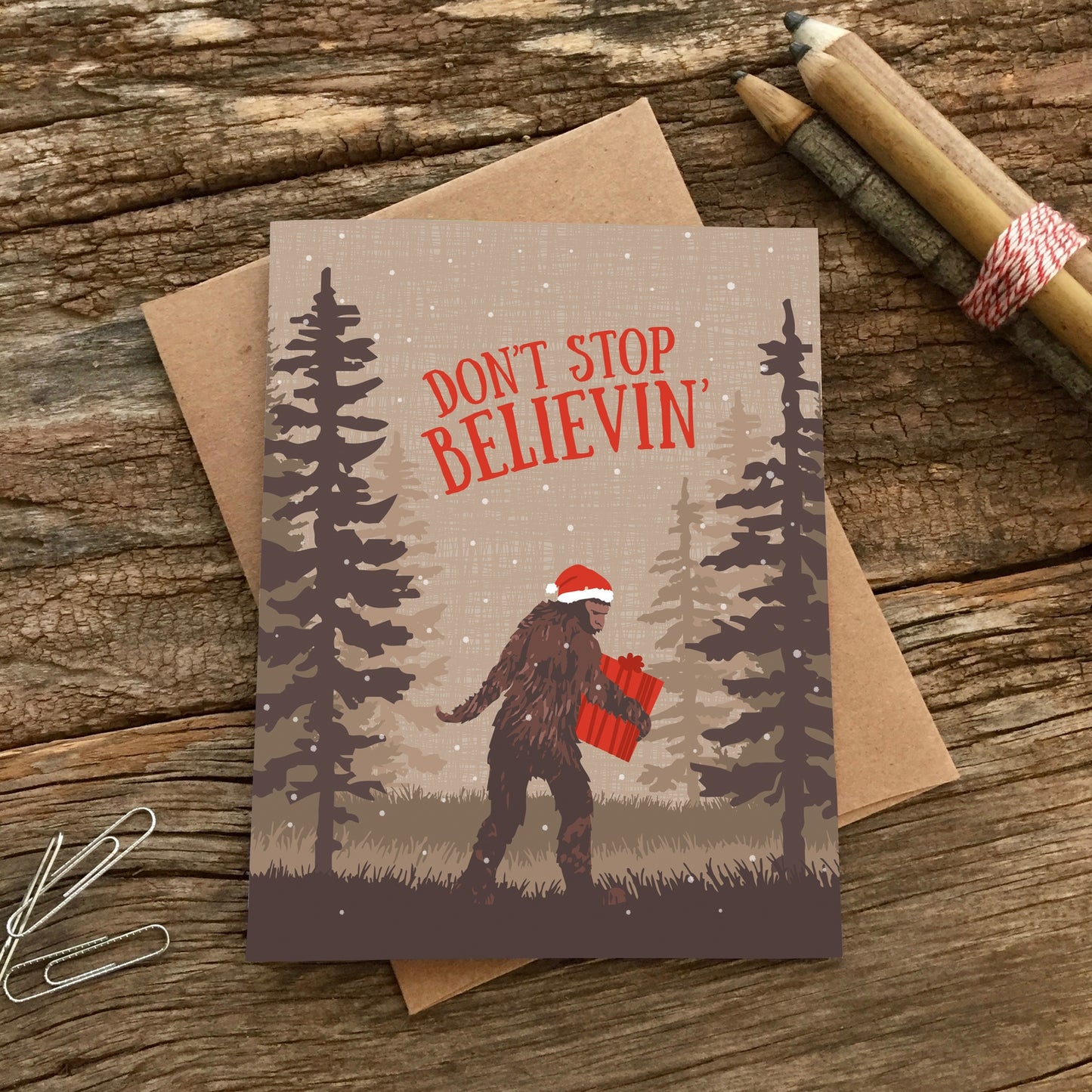 Don't Stop Believin' Sasquatch Holiday Card - Box of 8
