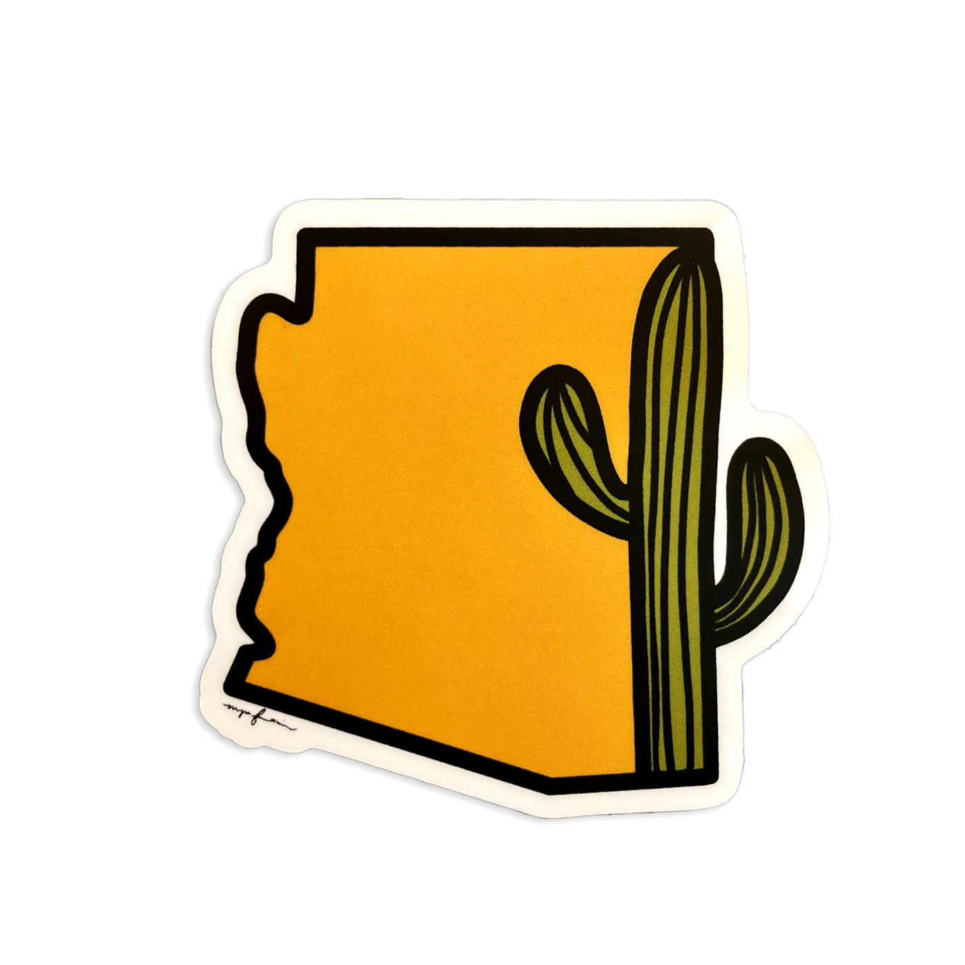 Arizona with Saguaro Line Art Vinyl Sticker