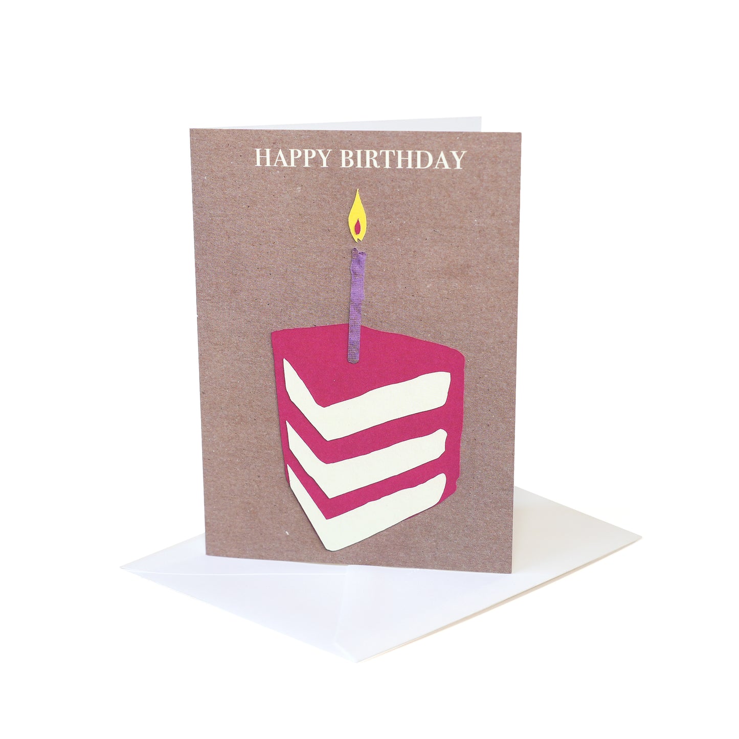 Happy birthday cake slice and candle card