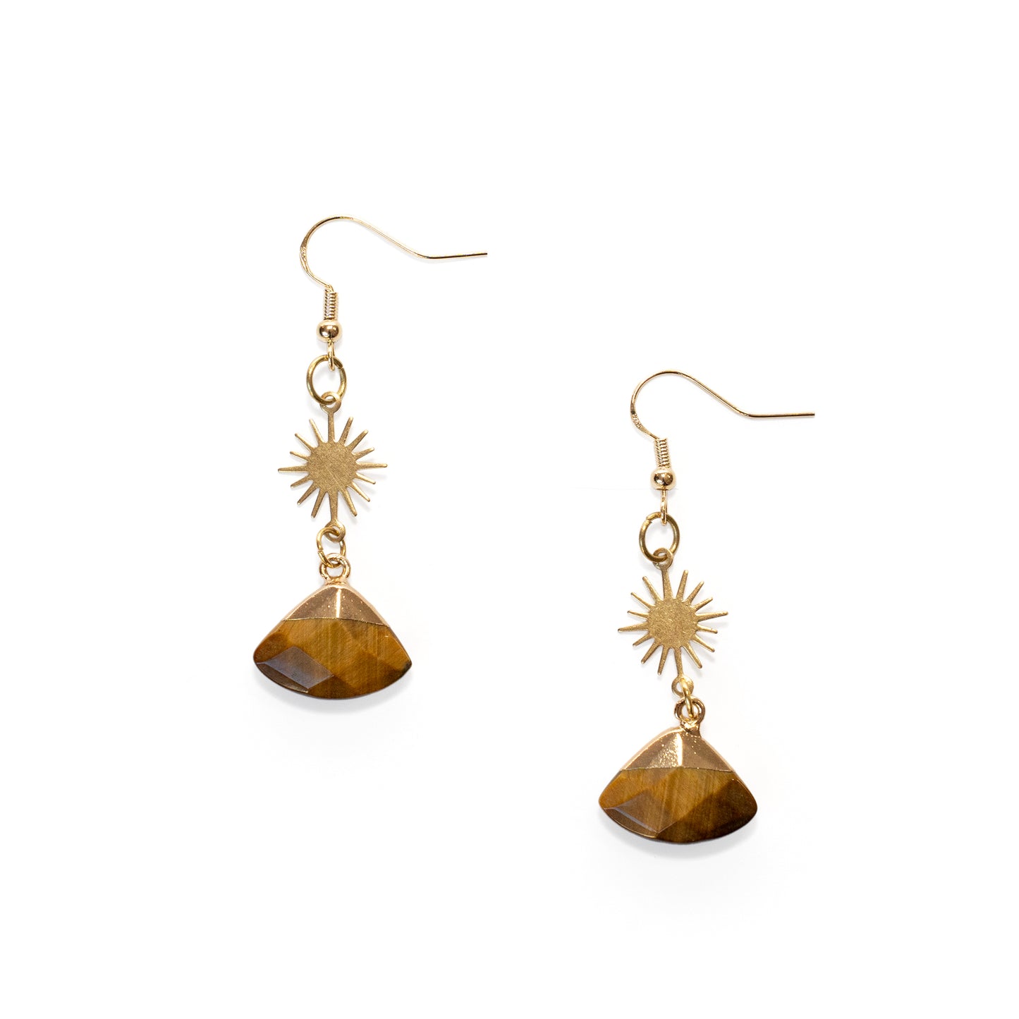 Gemstone & Sunburst Dangle Earrings