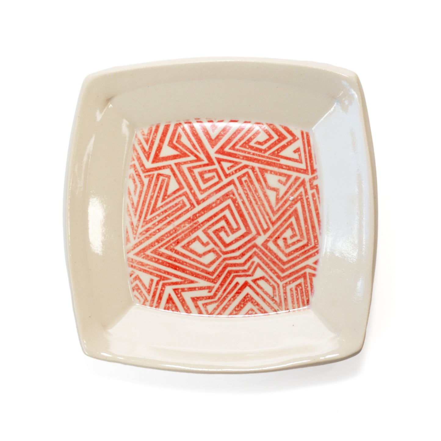 Geometric Painted Square Ceramic Plates