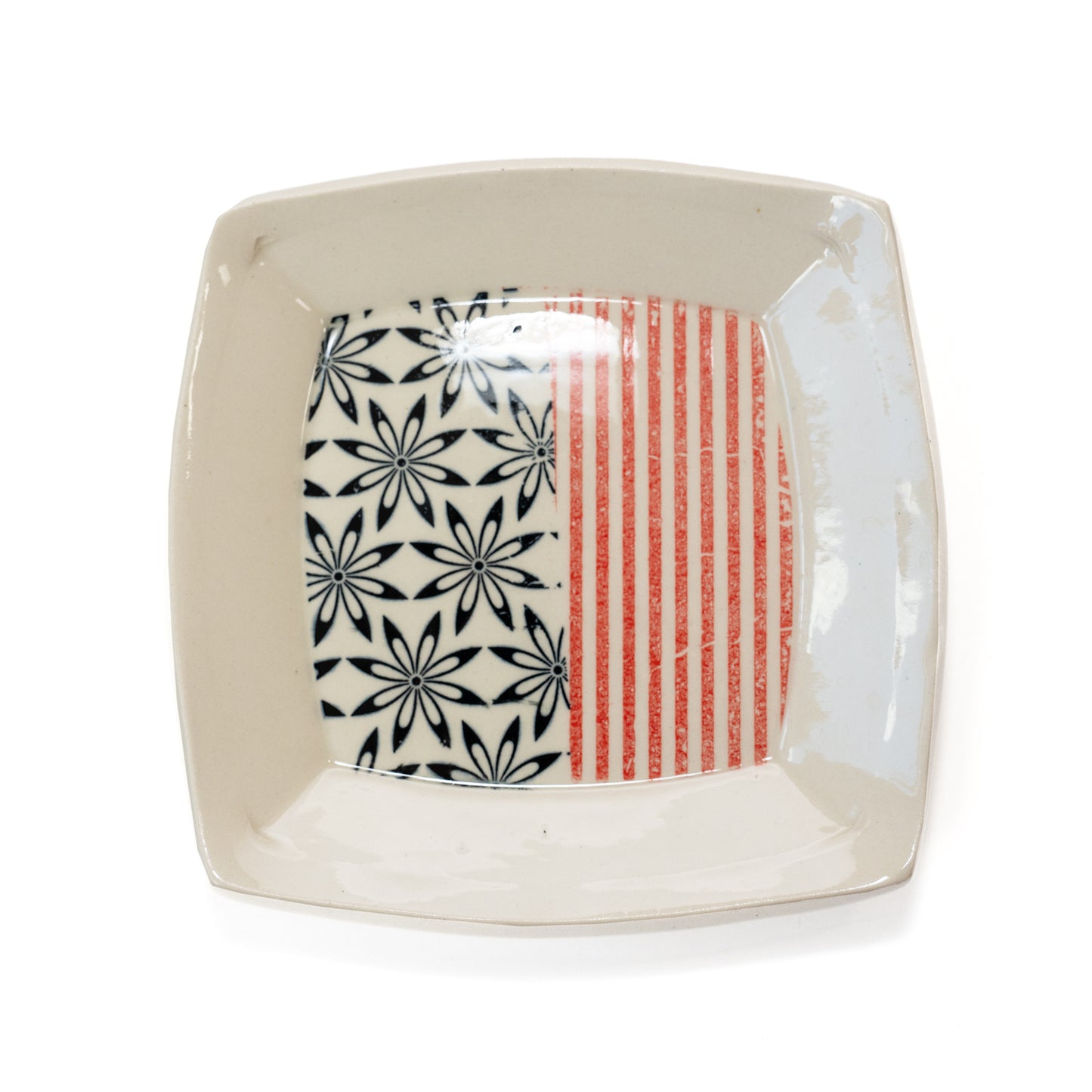 Geometric Painted Square Ceramic Plates