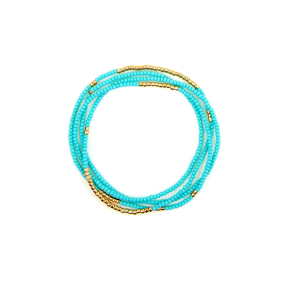 Gold Bead Stretch Wrap Bracelet