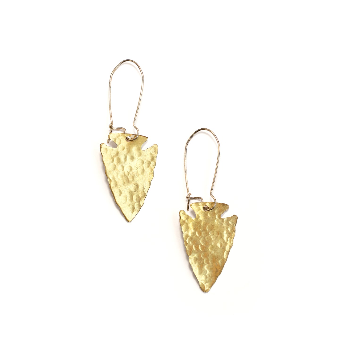 Hammered Brass Arrowhead Dangle Earrings
