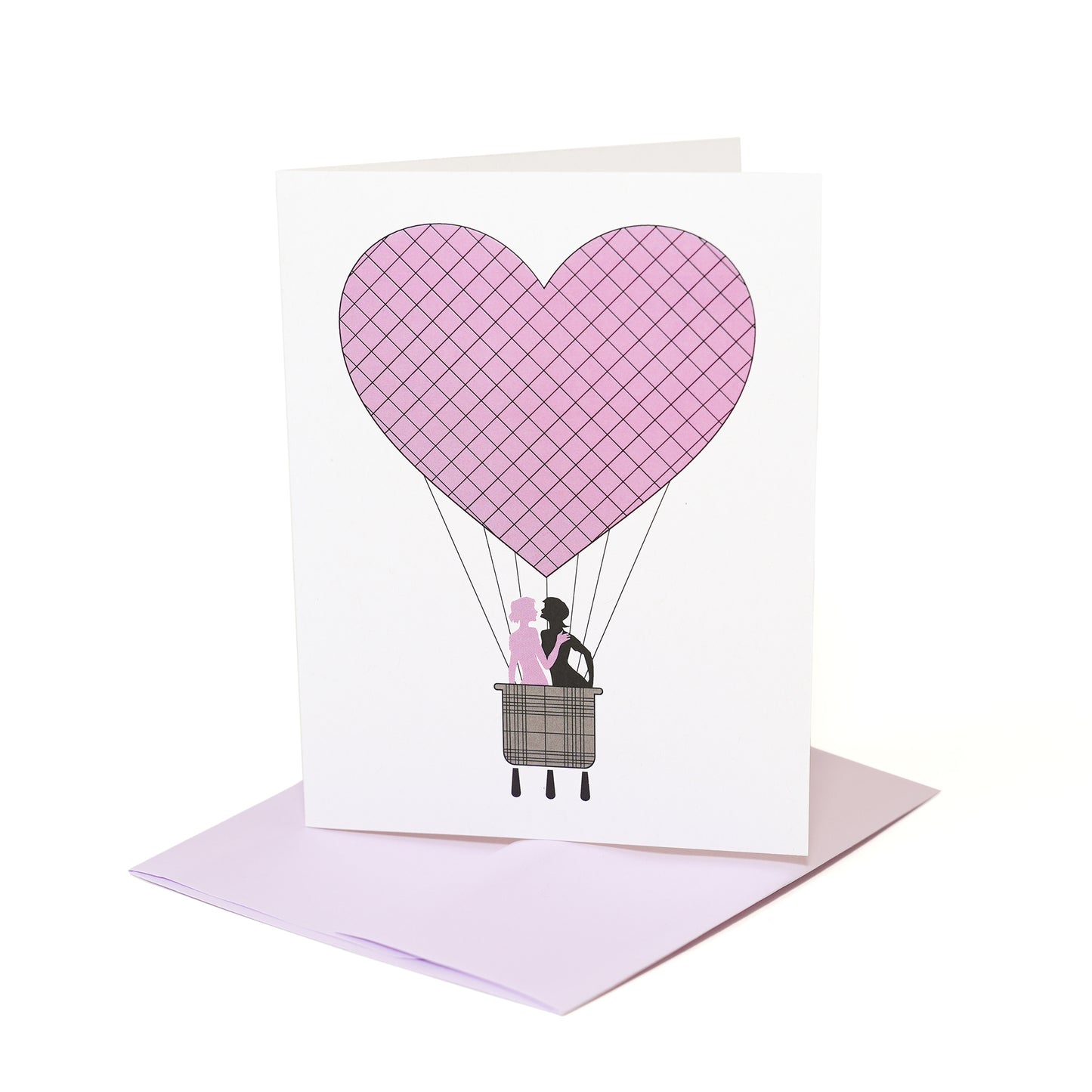 Hot Air Balloon Women Kissing Card