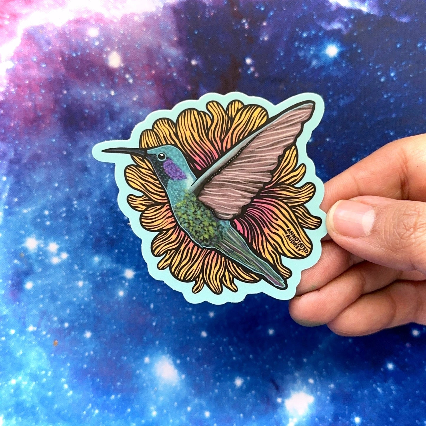 Hummingbird Flower Sticker