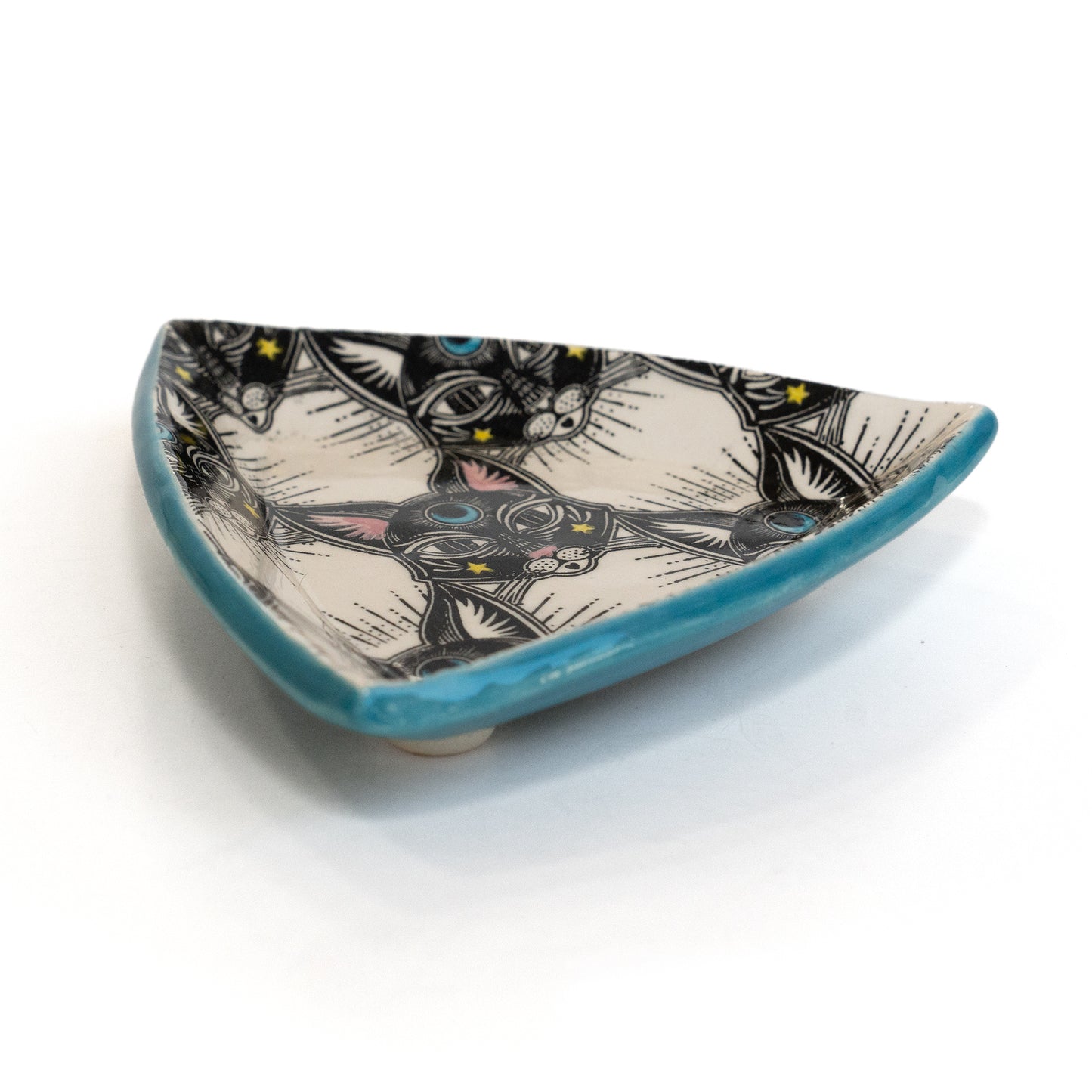Mystic Moon Kitty Patterned Triangular Dish