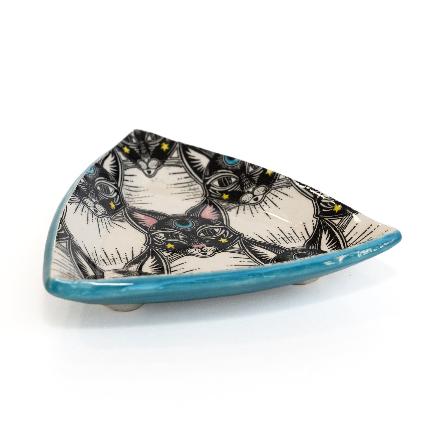 Mystic Moon Kitty Patterned Triangular Dish