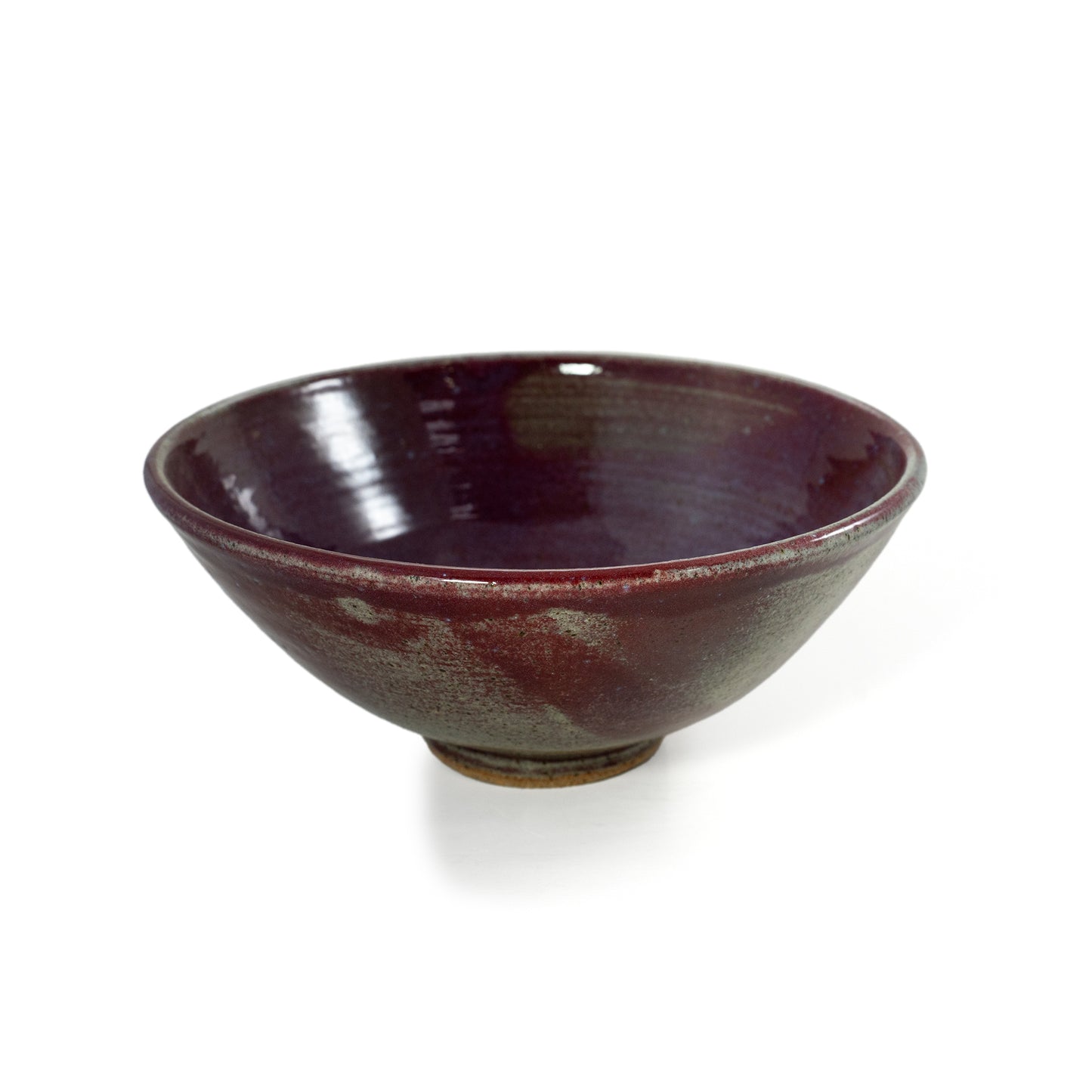 Red and Speckled White Glazed Ceramic Bowl