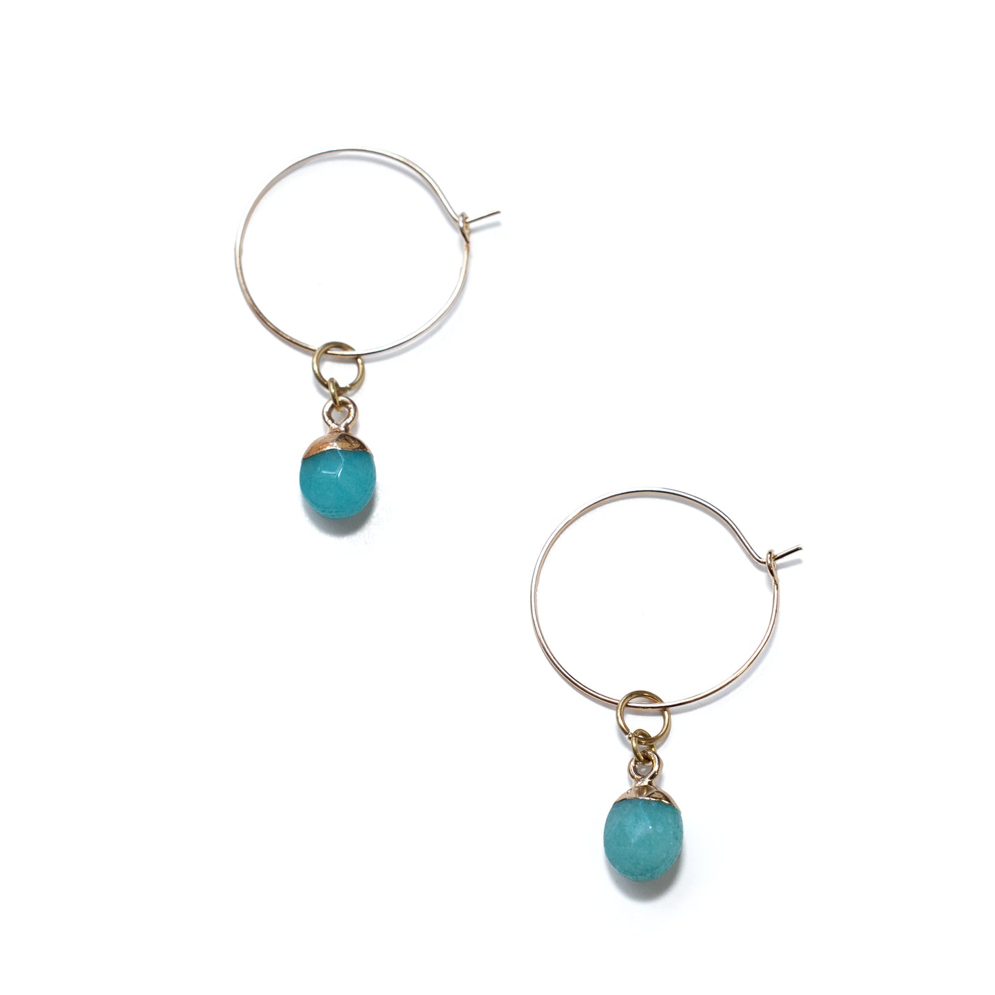 Simple Gemstone Hoop Earrings