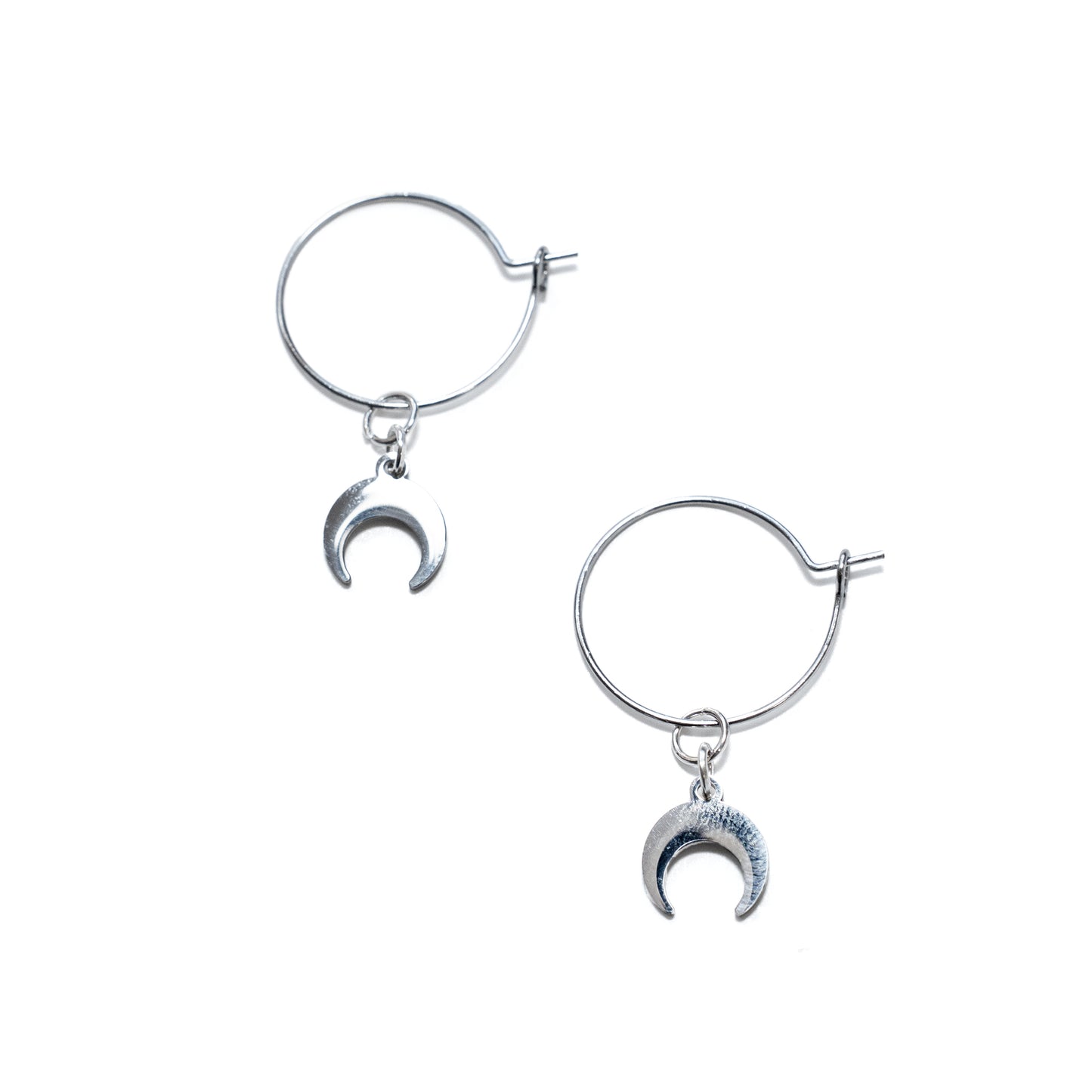 Tiny Sterling Crescent Hoop Earrings