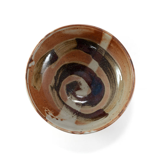 White and Swirl Brown Bowl
