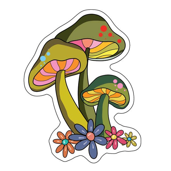 Green Mushrooms Vinyl Sticker