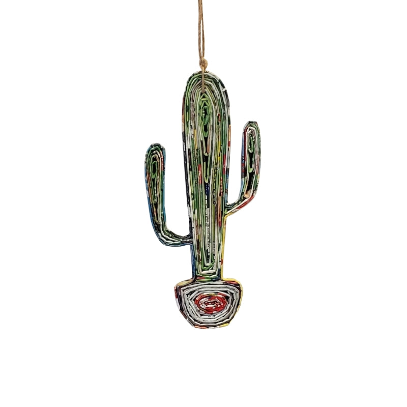 Tall Cactus Recycled Paper Ornament