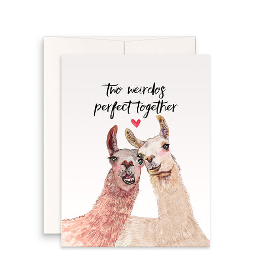 Two Weirdo Llamas Couple Card