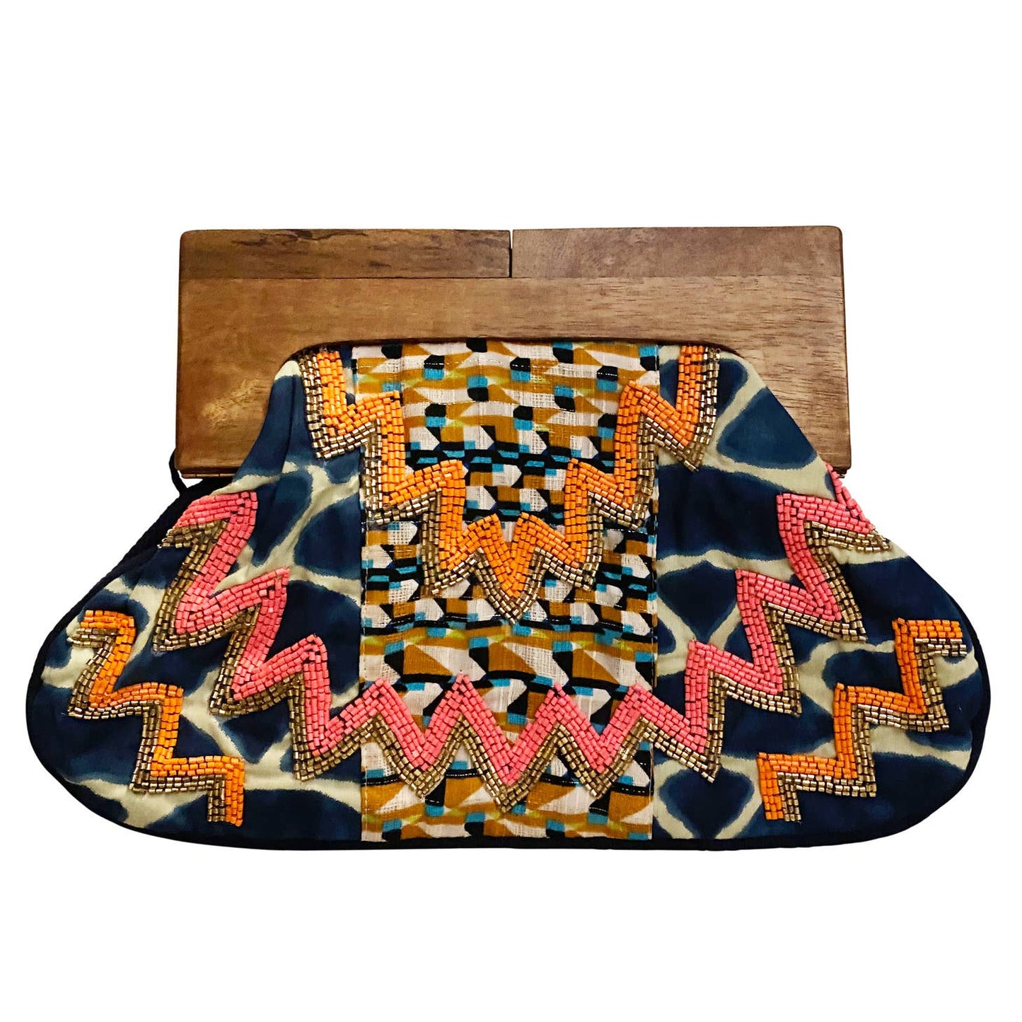 Beaded Clutch With Wooden Handle