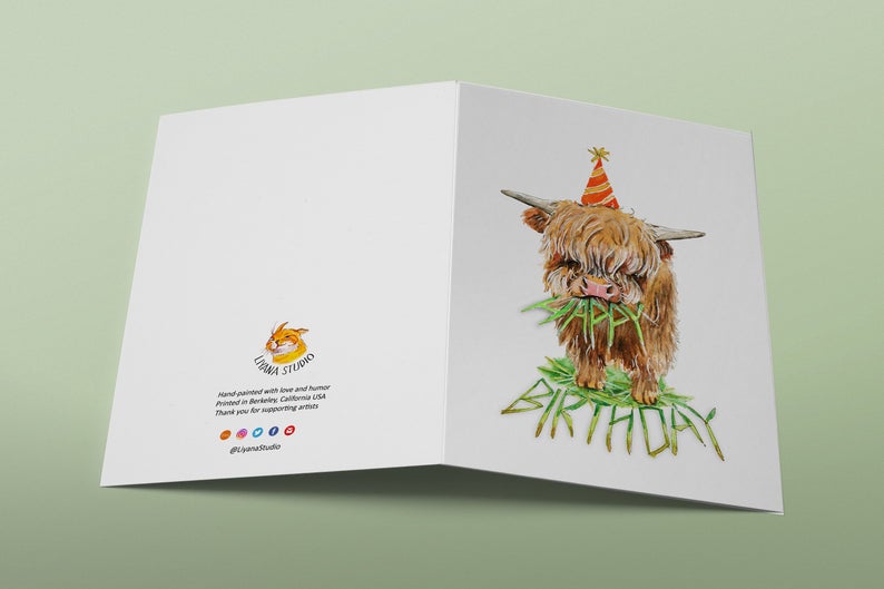 Herbivore Cow Birthday Card