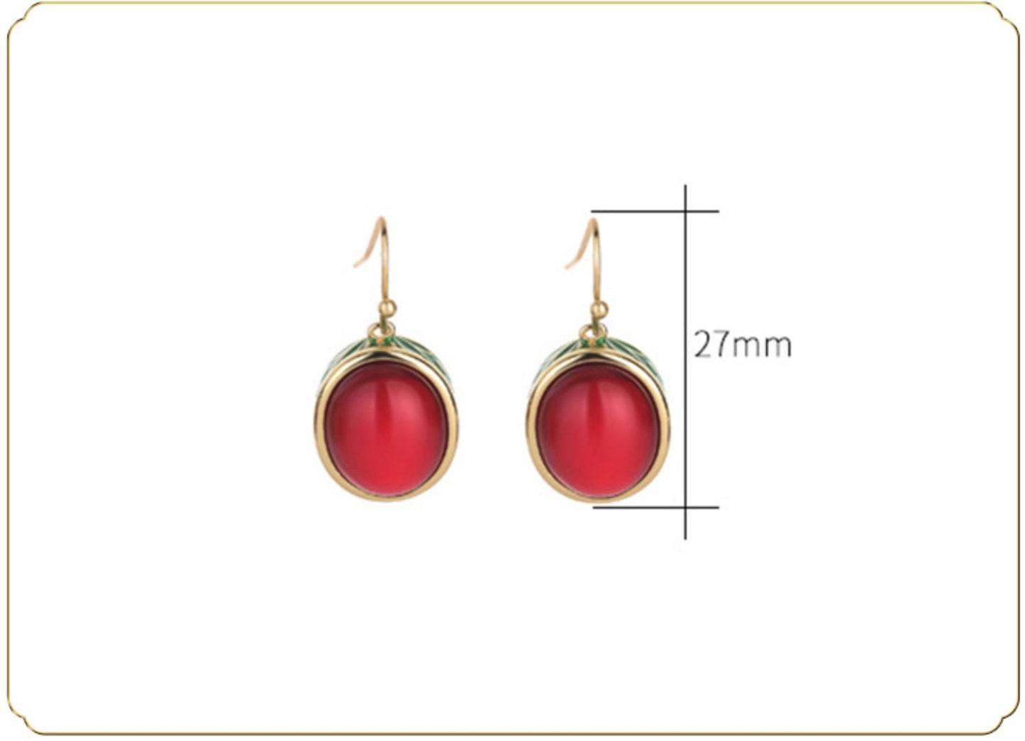 Enamel and Red Jade Earrings