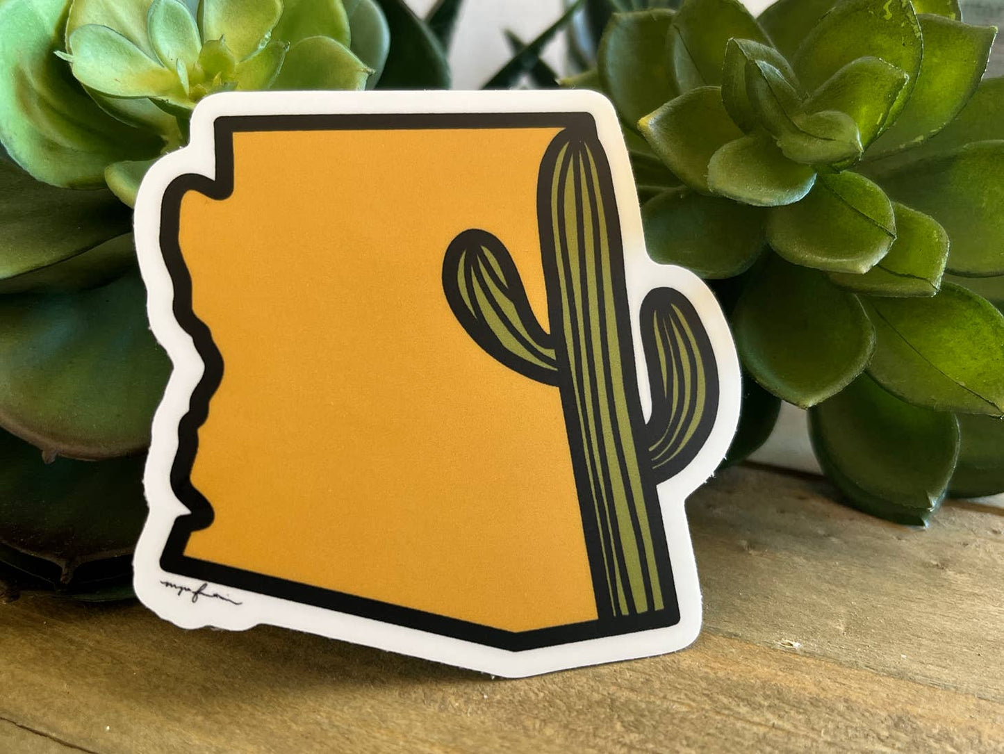 Arizona with Saguaro Line Art Vinyl Sticker
