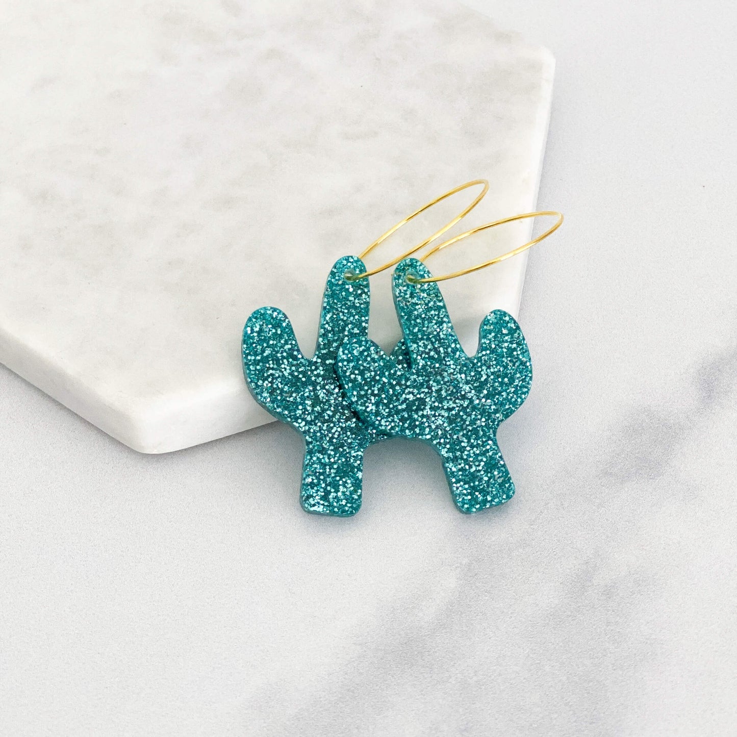 Acrylic Cactus Hoop Earrings