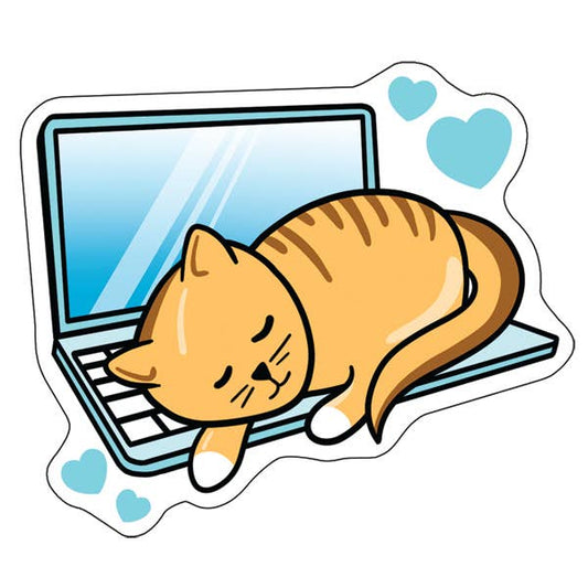 Computer Cat Vinyl Sticker
