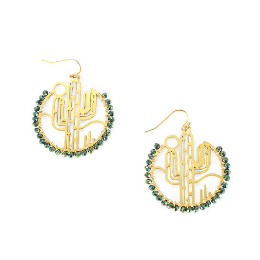 Saguaro Cactus Beaded Earrings