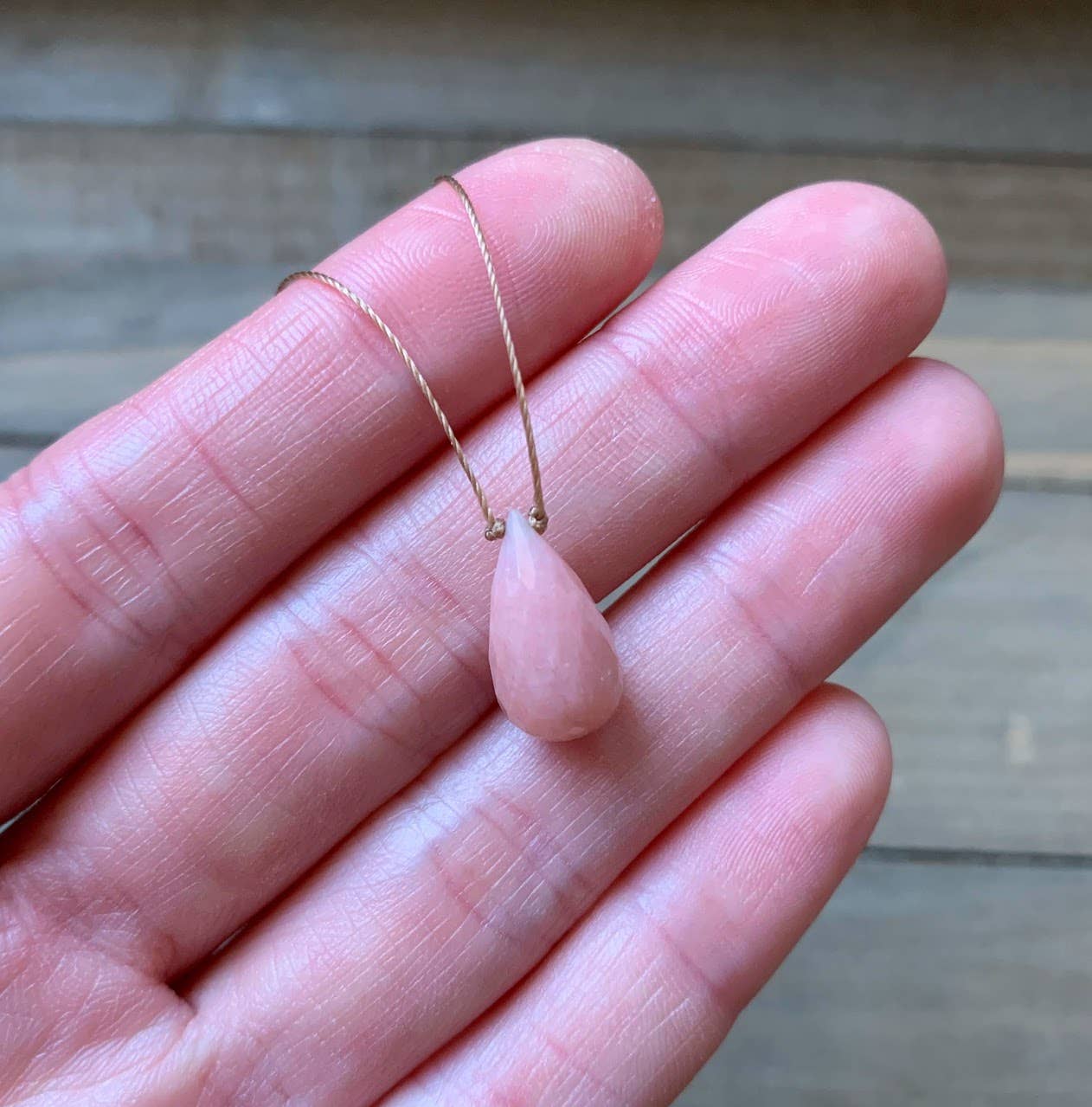 Pink Opal Faceted Briolette Teardrop Necklace