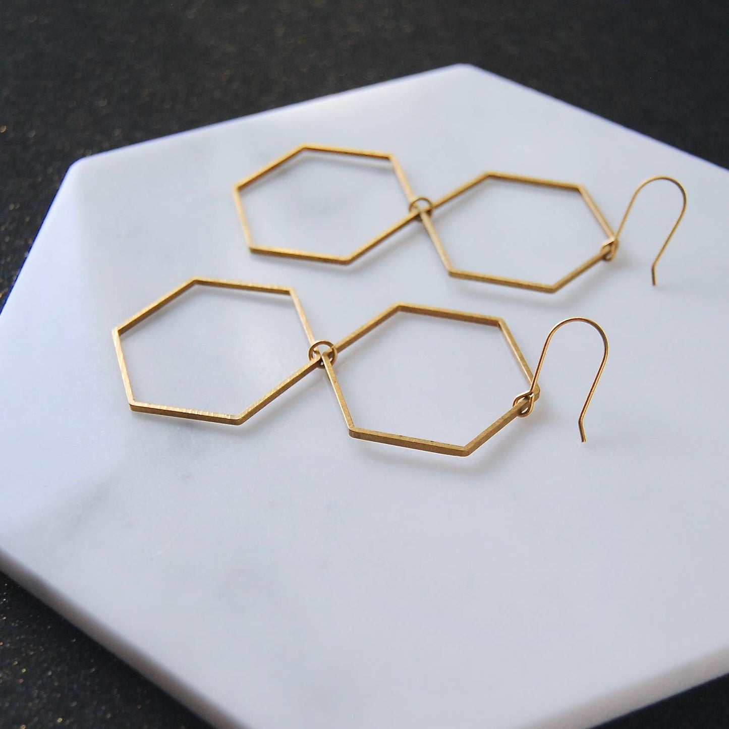 Double Hexagon Earrings