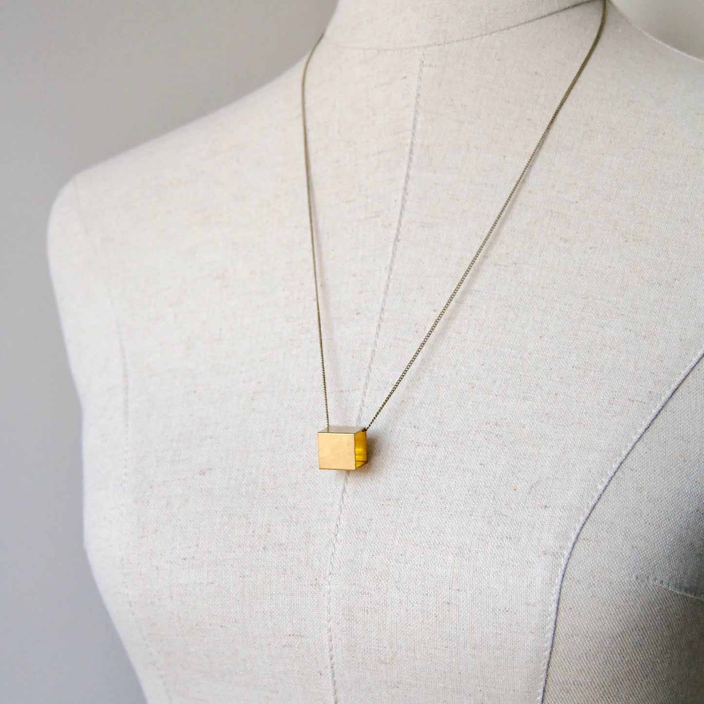 Brass Cube Necklace