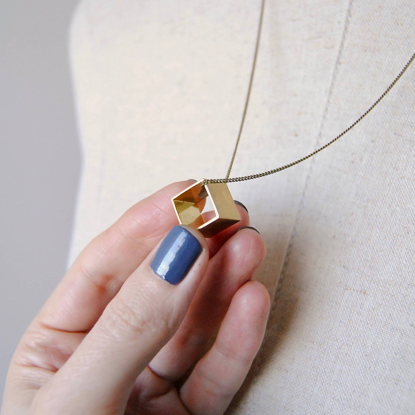 Brass Cube Necklace