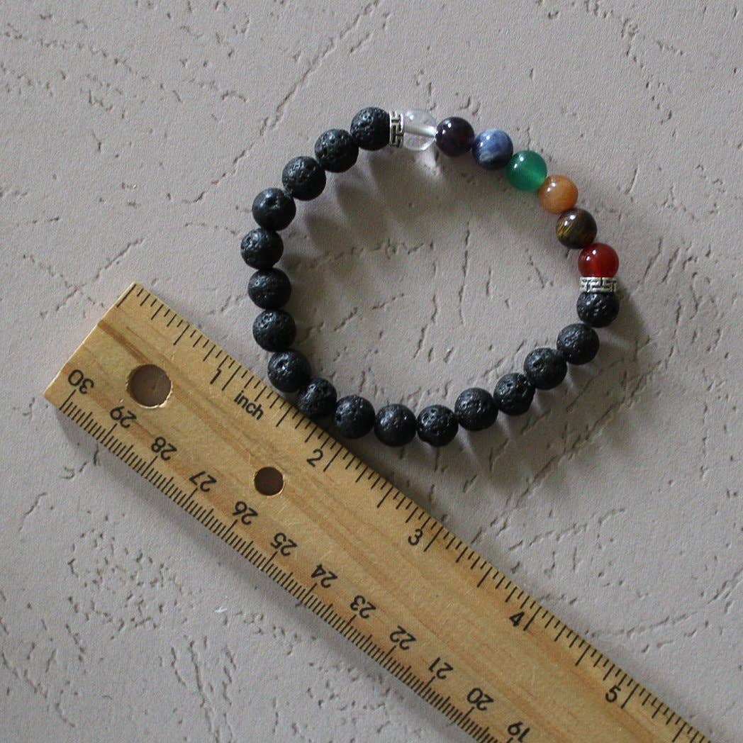 Seven Chakra Bracelet with Lava Beads