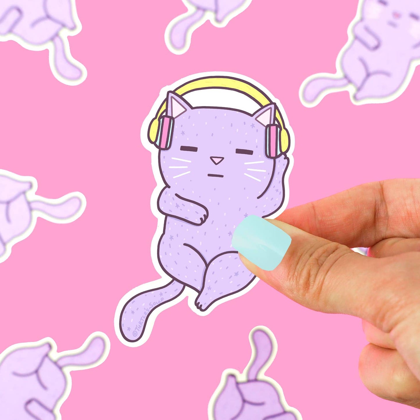 Headphones Cat Vinyl Sticker