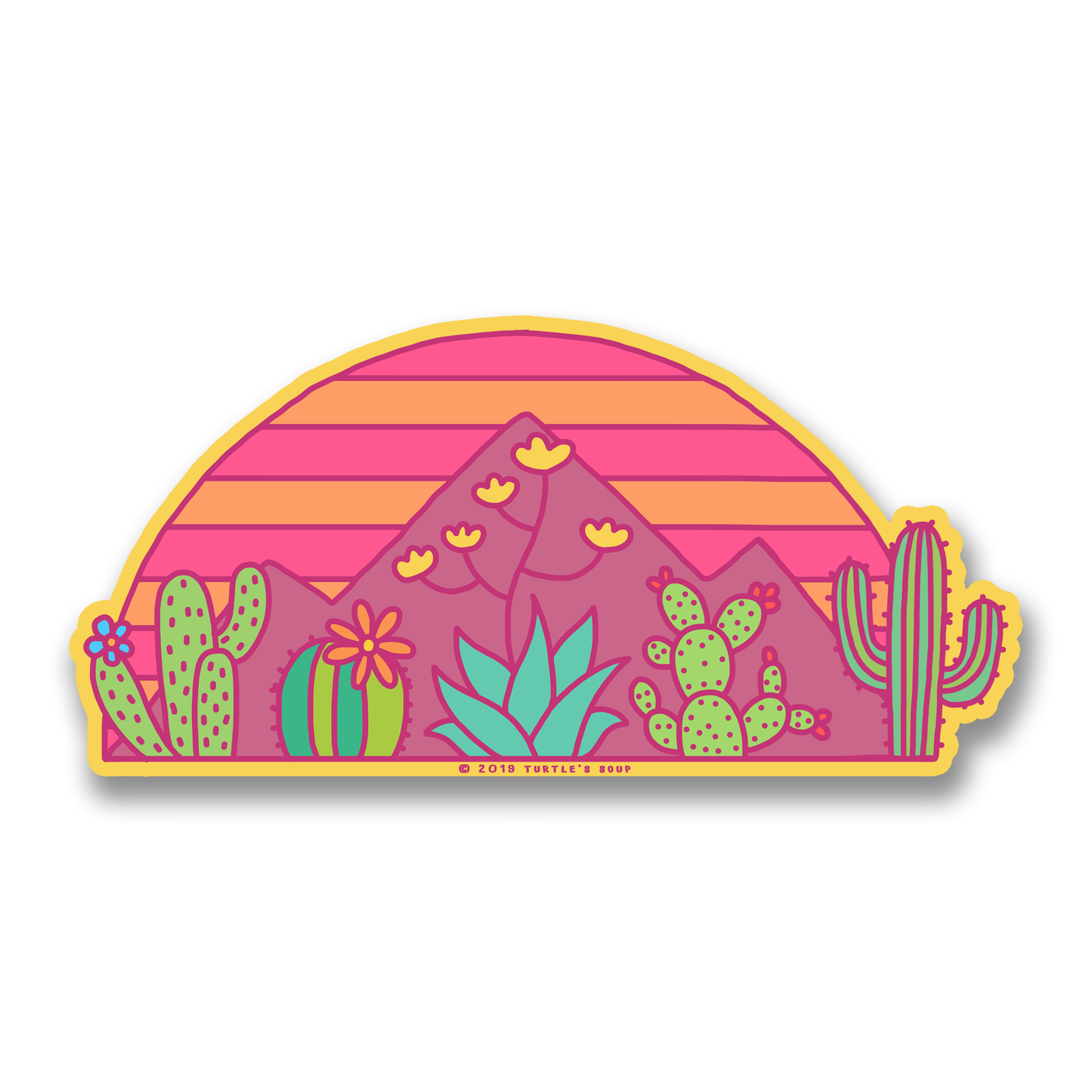 80s Desert Sunset Vinyl Sticker