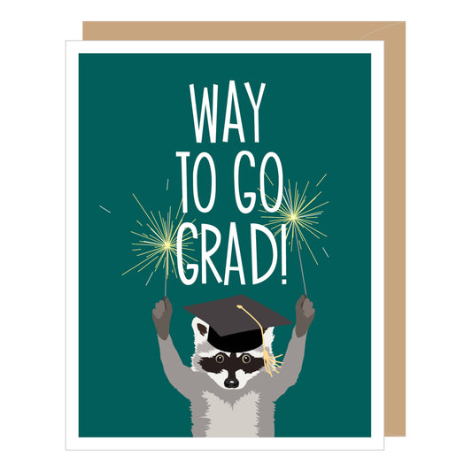 Raccoon with Sparklers Graduation Card