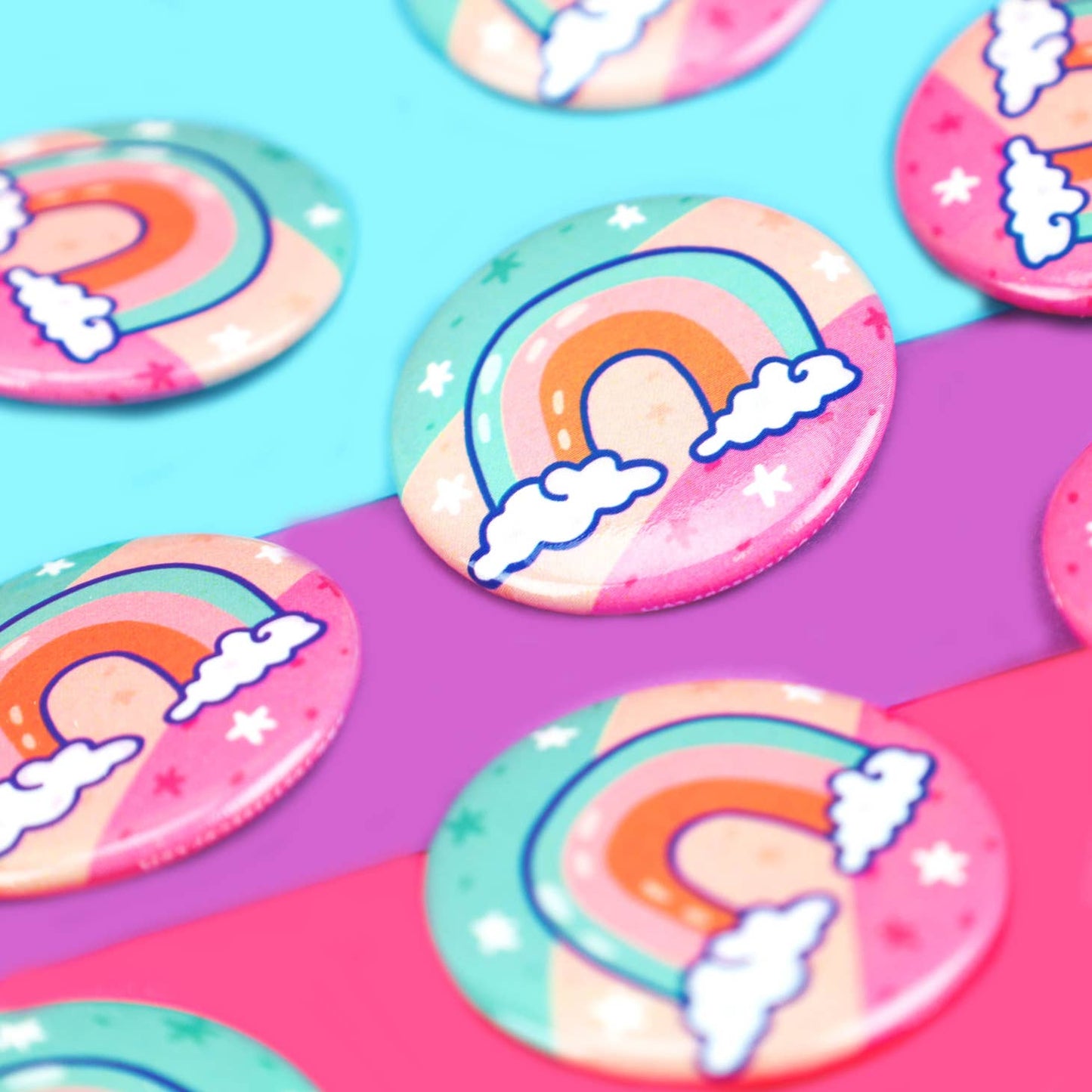 Whimsical Pastel Rainbow Pinback Button