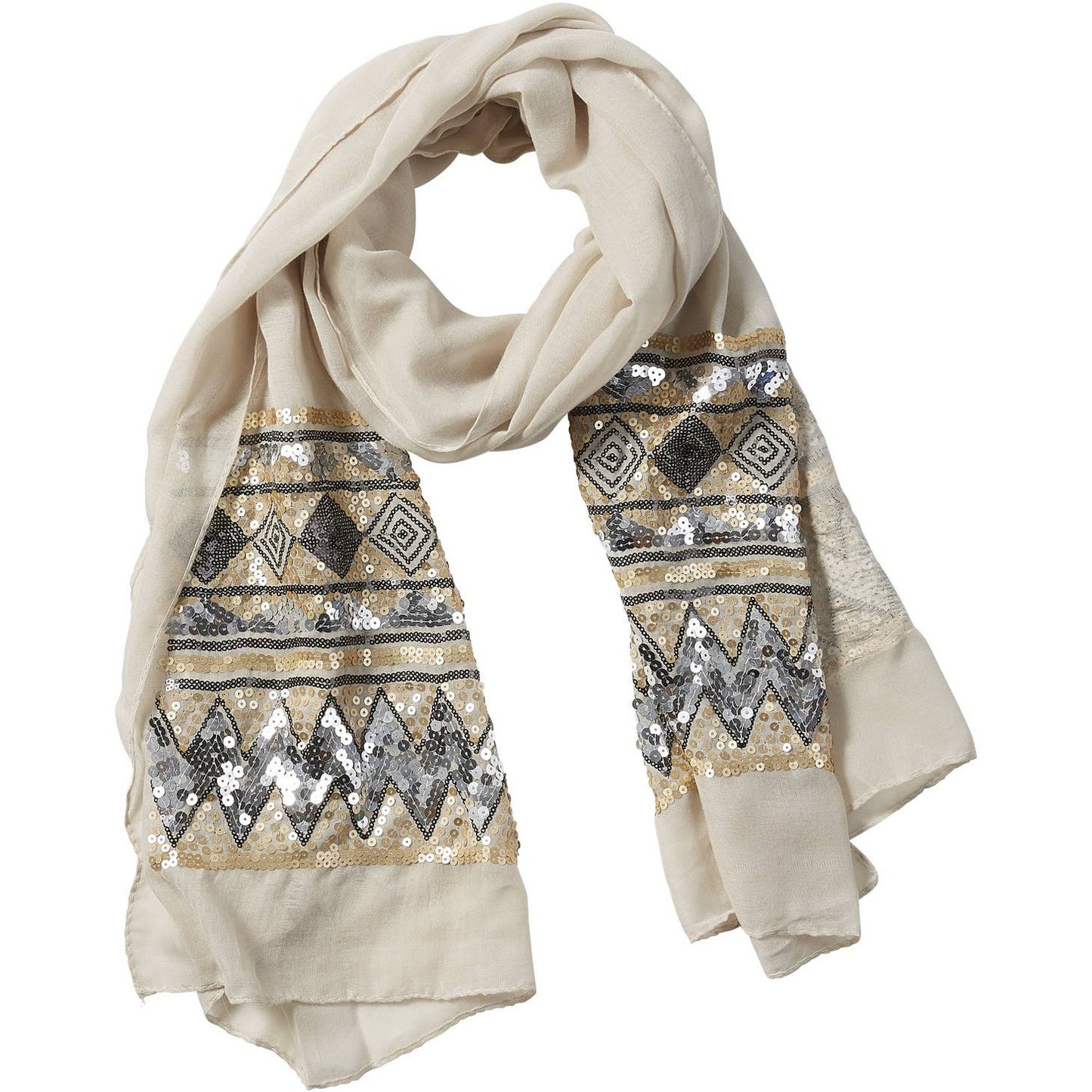 Beige Eleanor Sequin Scarf