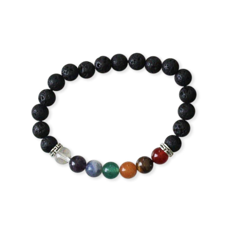 Seven Chakra Bracelet with Lava Beads