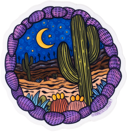 Saguaro at Night Sticker