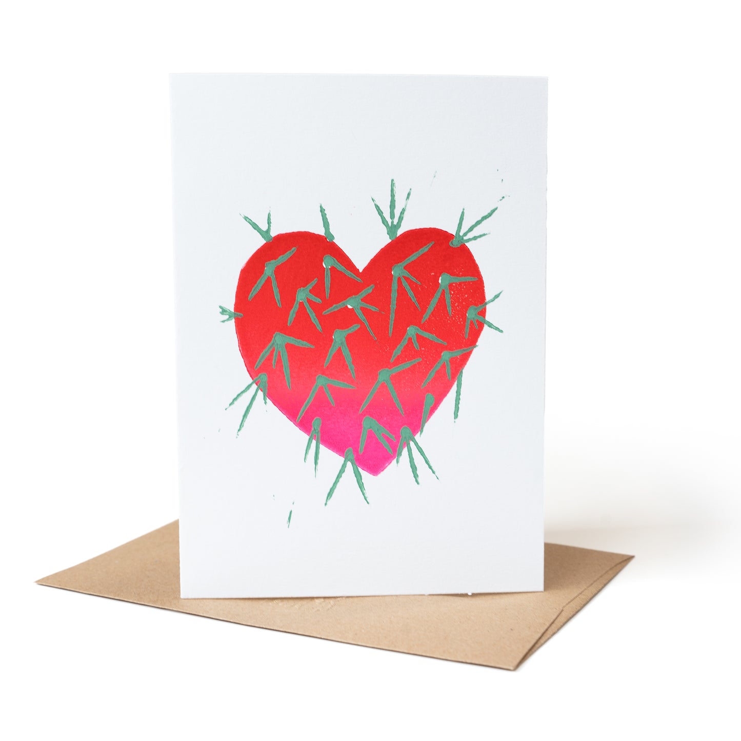 Prickly heart print card