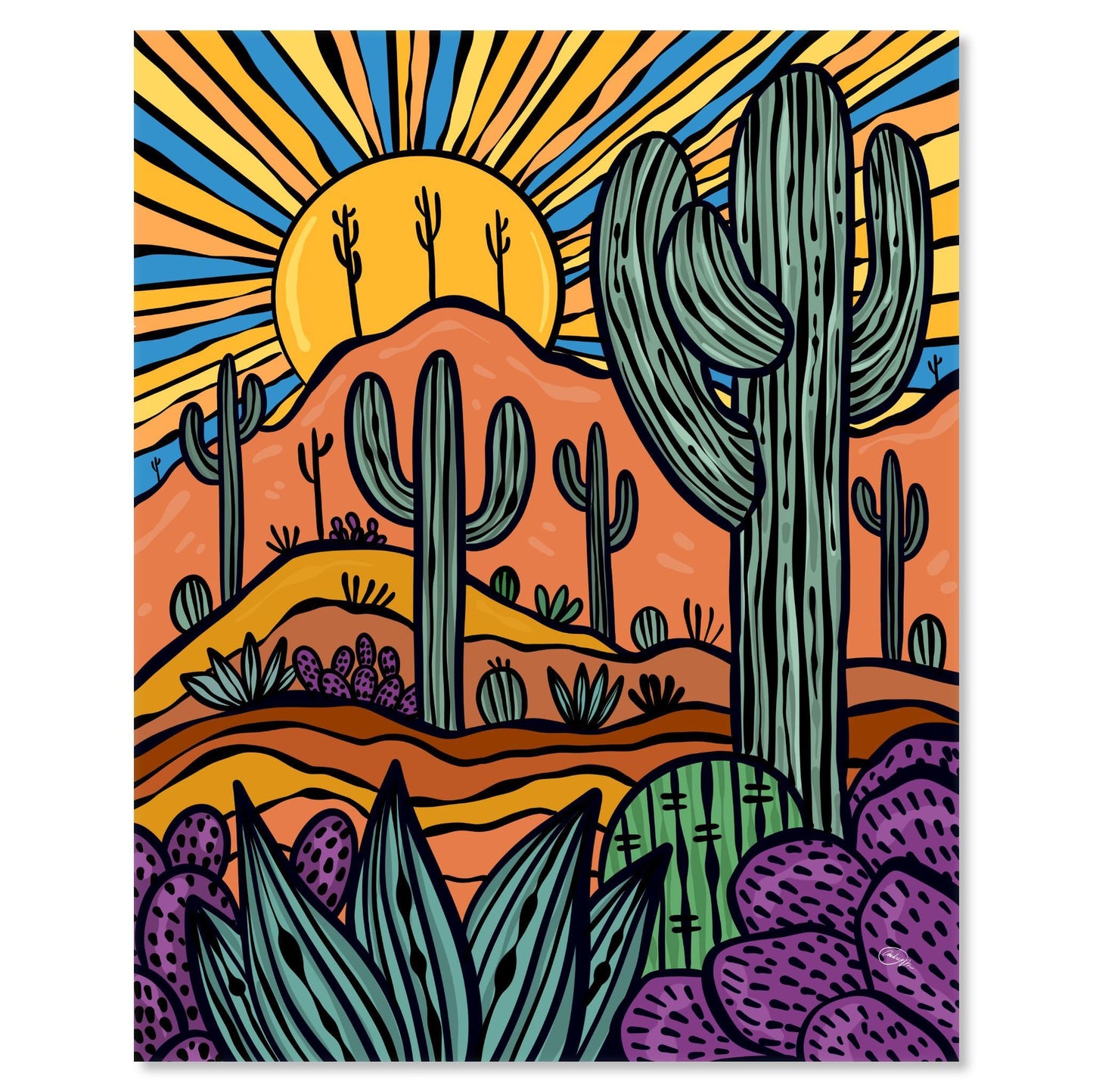 Saguaro Sun Print