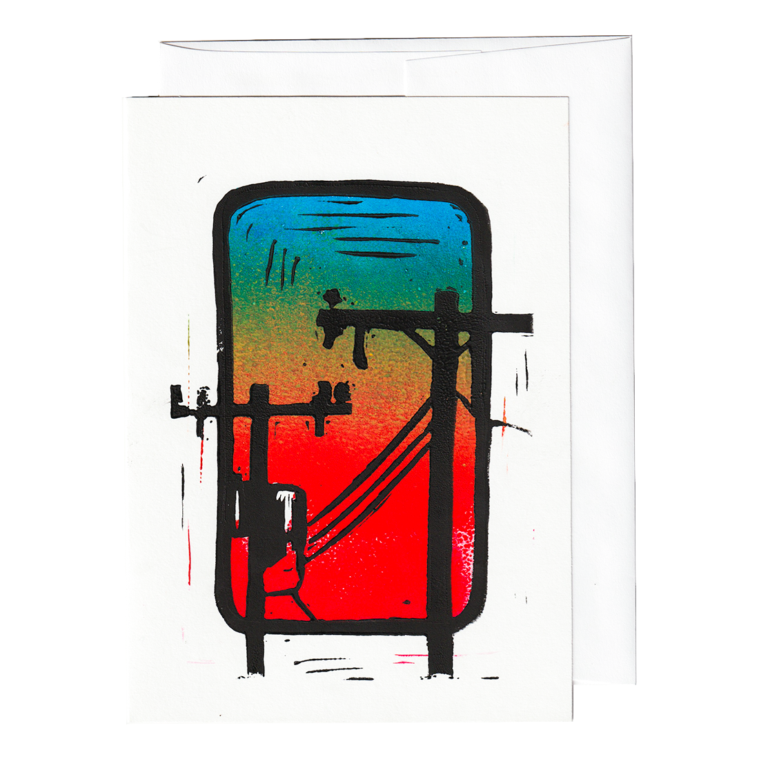 Sunset gradient power lines print card