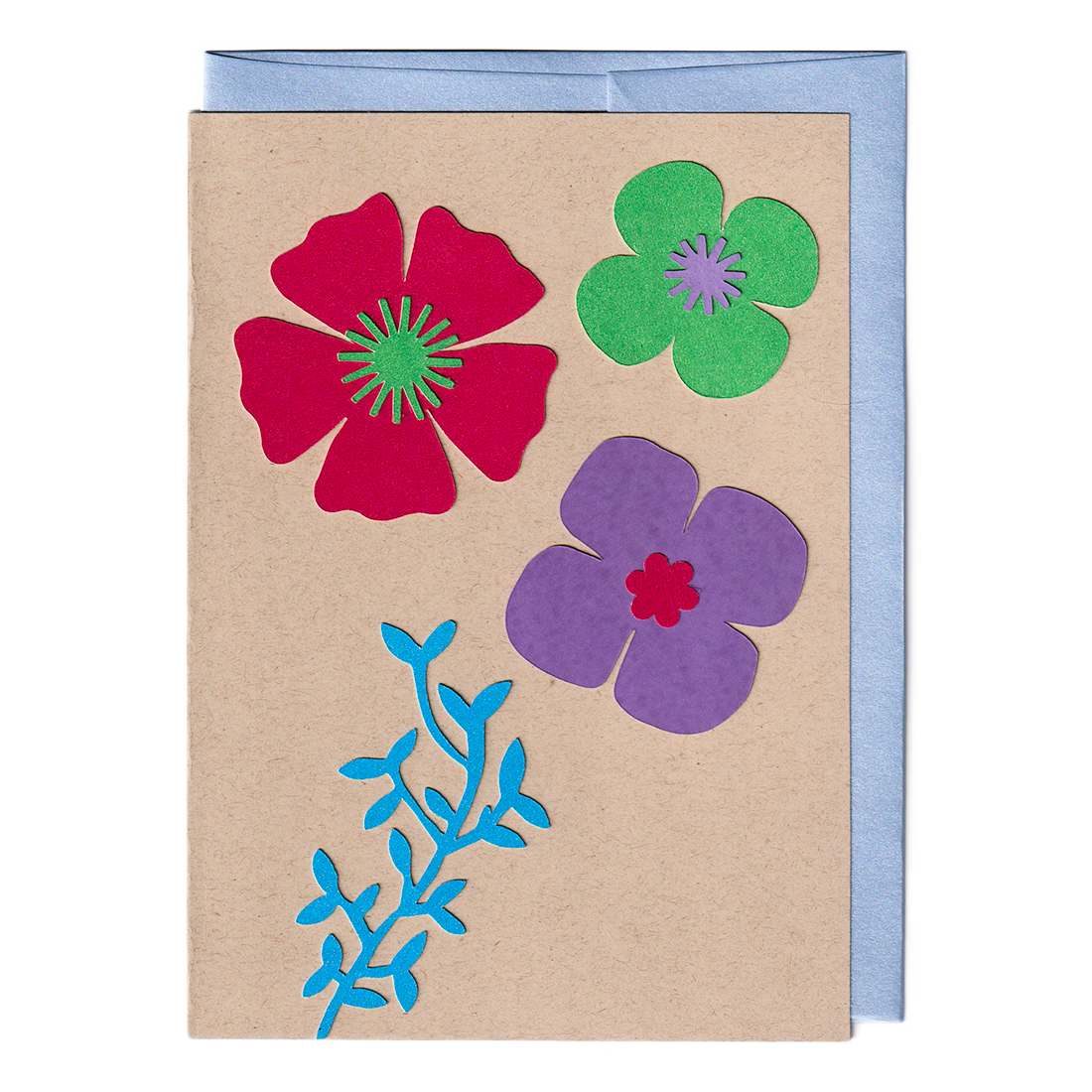 Flowers cut paper card