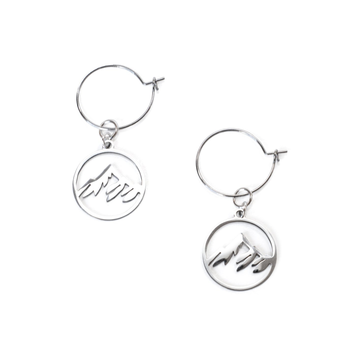Sterling Silver Mountain Peak Hoops