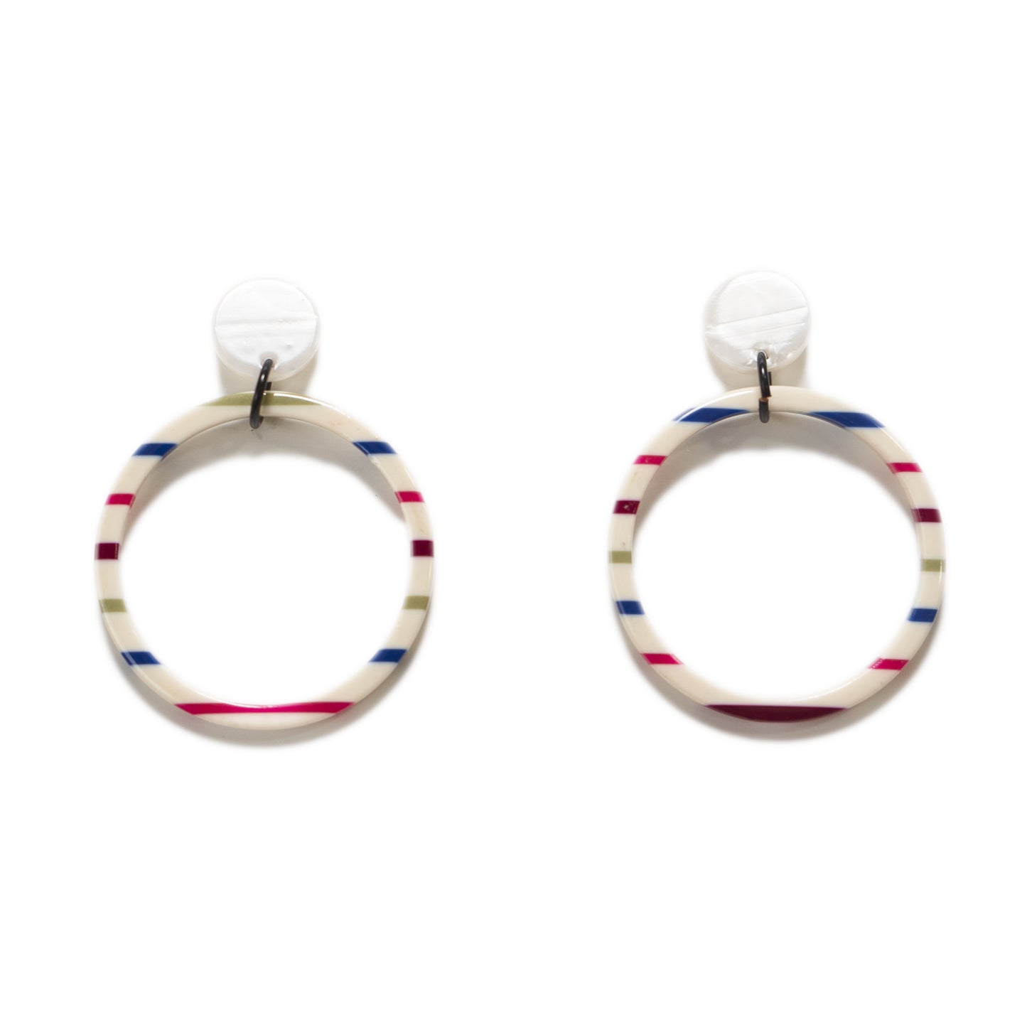Striped Acrylic Dangle Hoop Earrings