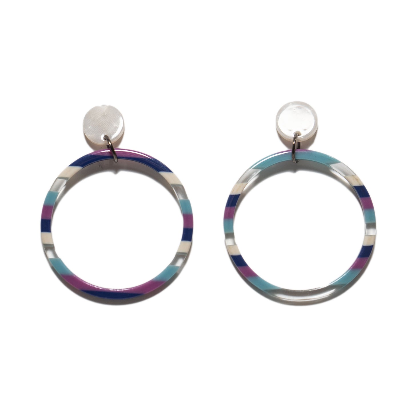 Striped Acrylic Dangle Hoop Earrings