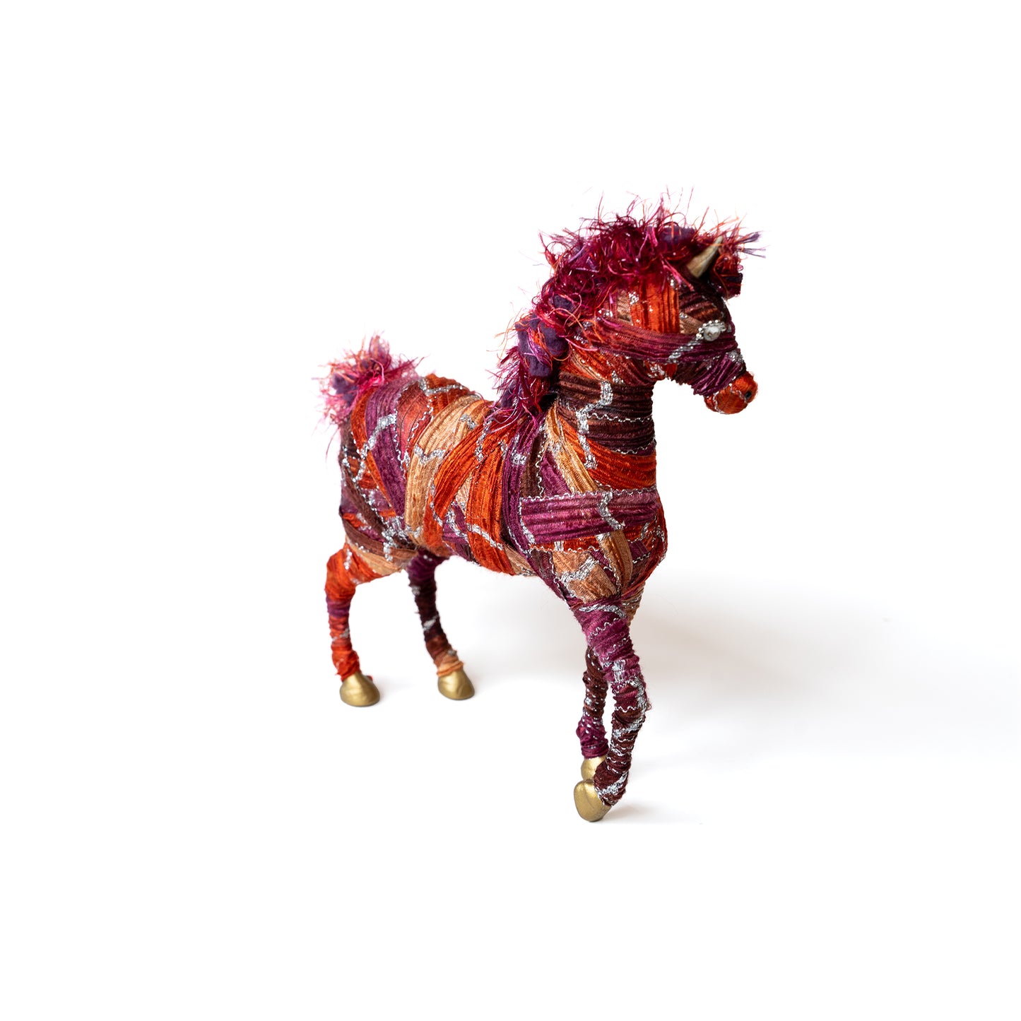 Sunset Ribbon Yarn-wrapped Horse Sculpture